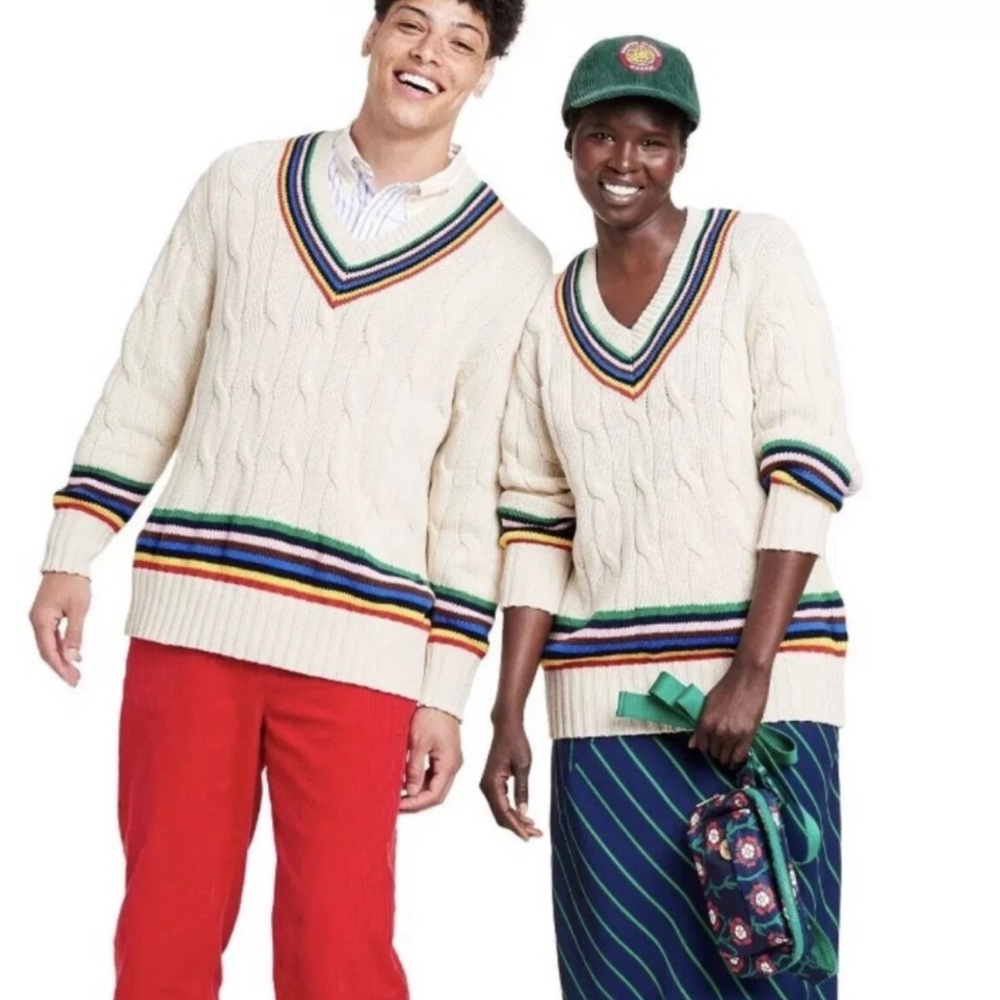 Rowing Blazers x Target Adult Croquet Stripe Cable Knit Sweater - Picture 4 of 10